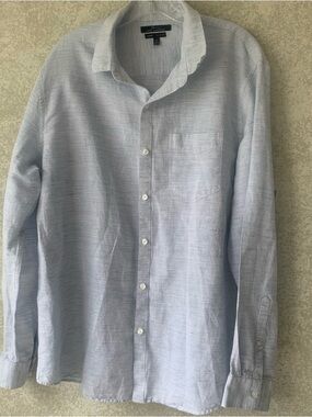 Marc Anthony Light Blue Casual Linen Cotton Button-Down Shirt XL Slim Fit